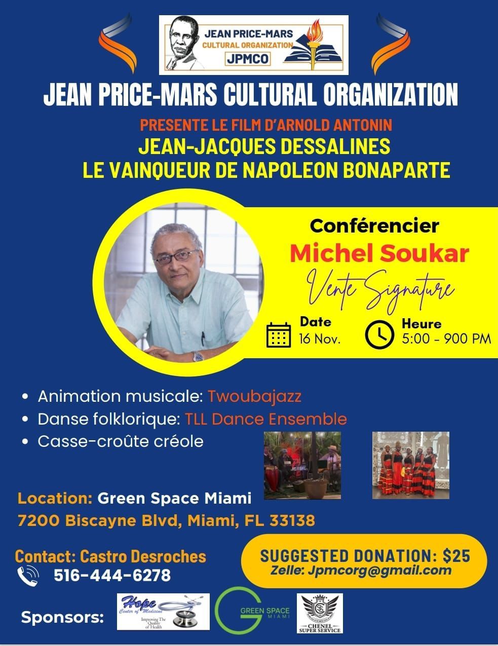 flyer for Jean-Jacques Dessalines Le Vainqueur De Napoleon Documentary Screening