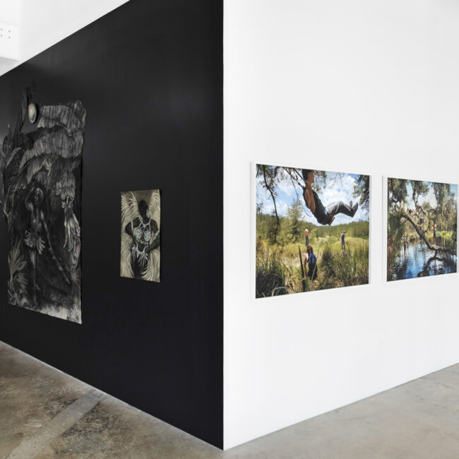 Installation View of Josh Aronson's Florida Boys (2024–2025) at Green Space Miami, Florida. Artwork by Josh Aronson.