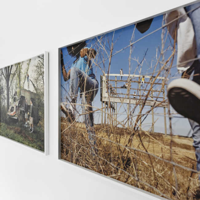 Installation View of Josh Aronson's Florida Boys (2024–2025) at Green Space Miami, Florida. Artwork by Josh Aronson.