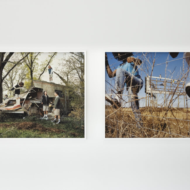 Installation View of Josh Aronson's Florida Boys (2024–2025) at Green Space Miami, Florida. Artwork by Josh Aronson.